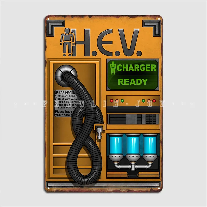 Home Cinema Wall - Metalowy szyld Half Life Hev Charger,